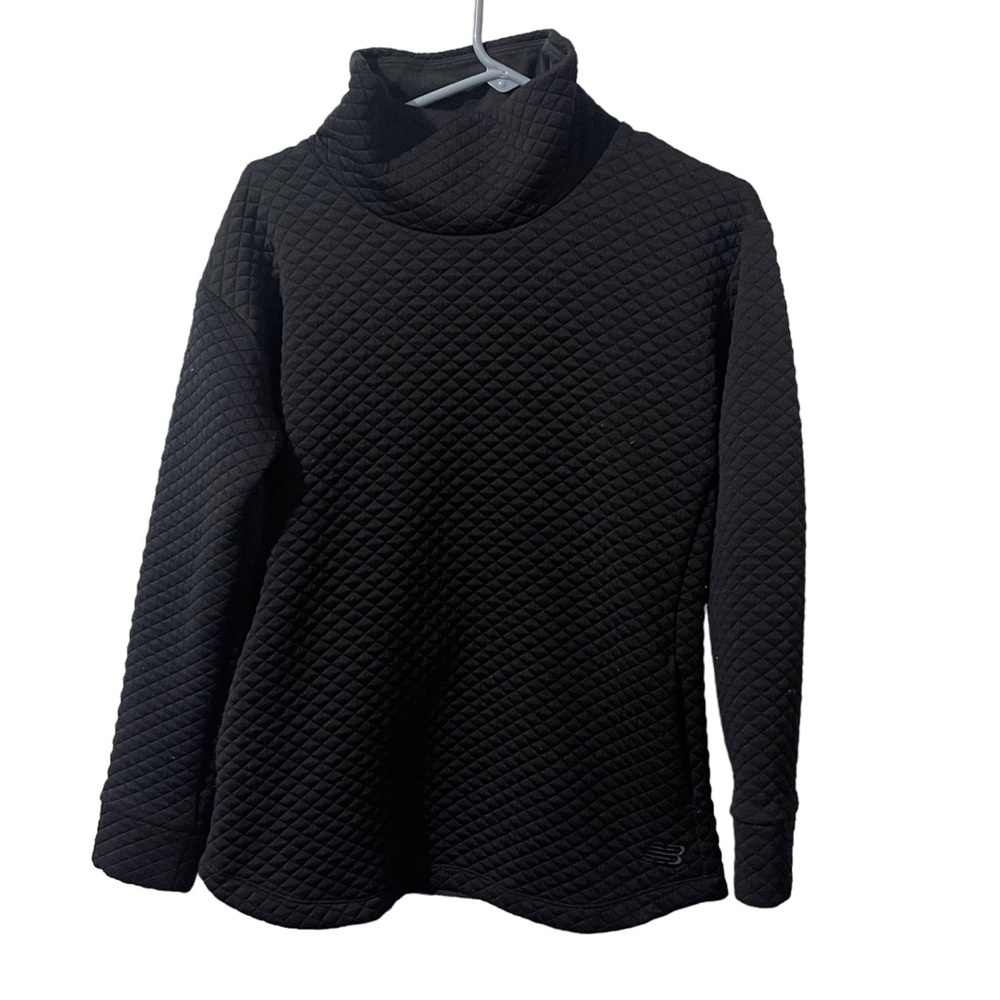 New Balance Sweater Women Small Black Turtle‎ Neck Logo Embroidered Pullover